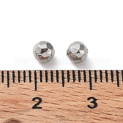 変色しない303ステンレススチールビーズ  穴なし/ドリルなし  ダイヤモンドカット  ラウンド  ステンレス鋼色  4mm&nbsp;STAS-Q302-30A-P