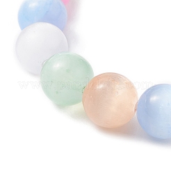 Dyed Natural Selenite Round Beaded Stretch Bracelet&nbsp;BJEW-JB09411-01