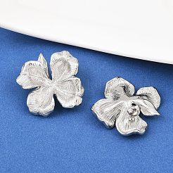 304ステンレススチールフラワースタッドピアス  ステンレス鋼色  37x37.5mm&nbsp;EJEW-K268-76P