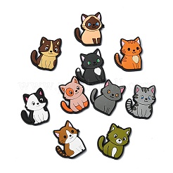 ペットテーマ PVC プラスチックカボション 60個 12色  猫の形  ミックスカラー  29.5~30x25x4mm  5個/カラー&nbsp;FIND-CJ0002-56