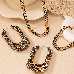 Fashionable Leopard Print  Alloy Chain Bracelets & U Shape Earrings & Chain Necklaces Sets&nbsp;FS-WG89FAF-01