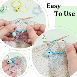 8Pcs 8 Colors Glitter Acrylic Star Pendant Stitch Markers with Bell&nbsp;HJEW-AB00680