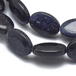 合成ブルーゴールドストーン青金砂石ビーズ連売り  オーバル  14x10x4.5mm  穴：1mm  約28個/連  15.3インチ（39cm）&nbsp;G-G793-21A-02