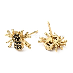 Rack Plating Brass Spider Stud Earrings with Cubic Zirconia&nbsp;EJEW-D061-18G