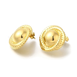 Ion Plating(IP) 304 Stainless Steel Flat Round Stud Earrings for Women&nbsp;EJEW-S227-61G