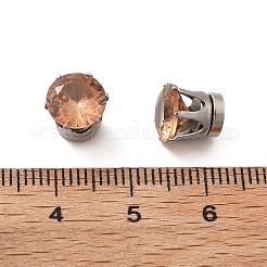 キュービックジルコニアクリップオンイヤリング  磁性ステンレススチールの非ピアスイヤリング  ステンレス鋼色  ダイヤモンド  桃パフ  8mm&nbsp;EJEW-L100-01P-04