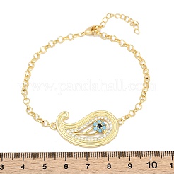 Brass Micro Pave Cubic Zirconia Link Bracelets&nbsp;BJEW-H202-03G