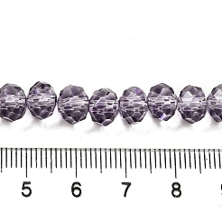透明焼付塗料ガラスビーズ  多面カット  ロンデル  紫色のメディア  8x6mm  穴：1.4mm&nbsp;X1-DGLA-A034-T8mm-D07