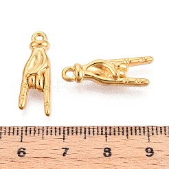 304ステンレスペンダント  イオンプレーティング（ip）  ロックジェスチャーチャーム  18KGP本金メッキ  23x8.5x5mm  穴：1.3mm&nbsp;X-STAS-T065-21A-G
