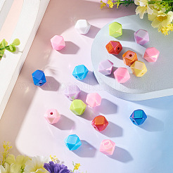 UVメッキ不透明アクリルビーズ20個。  虹色の  ポリゴン  多面カット  ミックスカラー  15.5x19x19mm  穴：3mm&nbsp;OACR-TADJ0001-08