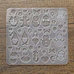 クリスマステーマの DIY シリコンペンダント型  レジン型  混合図形  ホワイト  120x129.5x4.5mm  穴：1.5mm  内径：8~27x6~25mm&nbsp;SIMO-L002-02B