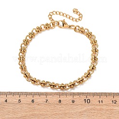 304 Stainless Steel Ring Link Chain Bracelets for Women&nbsp;BJEW-F529-13G