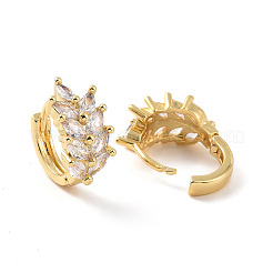 Clear Cubic Zirconia Wheat Hoop Earrings&nbsp;X-EJEW-F298-18G