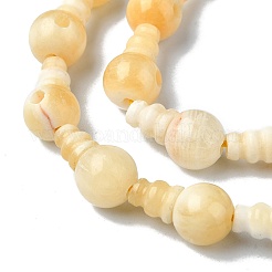 Natural Yellow Jade 3-Hole Guru Bead Strands&nbsp;G-K149-50