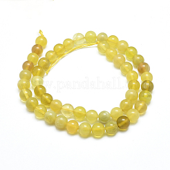 天然石イエローオパールビーズ連売り  グレードA  ラウンド  8mm  穴：1mm  51個/連  15.35インチ（39cm）&nbsp;G-D0003-C25-8MM