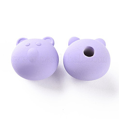 アクリルビーズ  ラバー加工スタイル  片穴  クマ  ライラック  15.5x16x15mm  穴：3.5mm&nbsp;OACR-S039-06-47