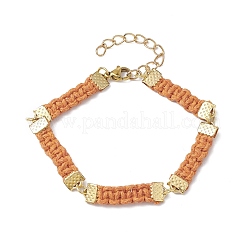Braided Waxed Polyester Rectangle Link Chain Bracelets&nbsp;BJEW-JB10000