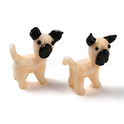 手作りランプワーク家の装飾  ギフト用の3D犬の装飾品.  貝殻色  19~20x11.5~12x23mm&nbsp;LAMP-K039-18