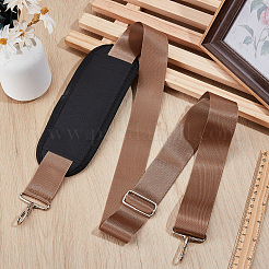 ショルダーパッド付きの調節可能なナイロンバッグストラップ  プラチナ  キャメル  860~1590x37.5mm&nbsp;AJEW-WH20018-242B