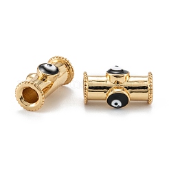 18KGP本金メッキ真鍮チューブビーズ  エナメル  ナザールボンジュウ付き列  ミックスカラー  15x8.5x7mm  穴：3.5mm&nbsp;KK-A155-26G