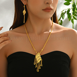 Brass Rhombus Tassel Earrings & Necklaces Sets for Women&nbsp;ZK8353