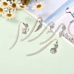 チベット風合金ブックマーク  葉と天使と生命の木とイルカと蝶  アイアンアイピンを含む  304ステンレススチール丸カン  アンティークシルバー＆ステンレス鋼の色  84mm&nbsp;AJEW-JK00174