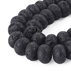 1連売り天然溶岩石ビーズ連売り  ロンデル  8.5x5.5mm  穴：1mm  約73個/連  15.35''（39センチメートル）&nbsp;G-TA0003-44B