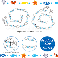 Sea Animal Glass & Acrylic Beaded Knitting Row Counter Chains&nbsp;HJEW-AB00557