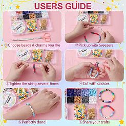 DIY ブレスレット ネックレス メイキング キット  ポリマークレイ、アクリル、天然貝殻、プラスチックベッドを含む  合金ペンダント  フラワー＆イミテーションパール＆リーフ＆クラウン＆ハート  はさみ  ミックスカラー&nbsp;DIY-YW0007-52
