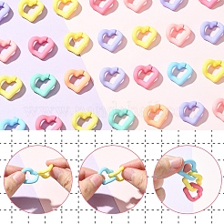 50個のアクリルリンキングリング  クイックリンクコネクター  ツイストハート  カーブチェーン製作用  ミックスカラー  18x20.5x8mm  内径：7.5x12mm&nbsp;OACR-YW0003-57