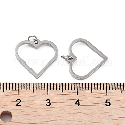変色しない304ステンレススチールペンダント  レーザー切断  丸カン付き  ステンレス鋼色  ハート  14.5x15x1mm  穴：2mm&nbsp;STAS-G324-01G-P