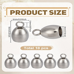 10Pcs 201 Stainless Steel Cord Ends&nbsp;STAS-LP0005-28B-P