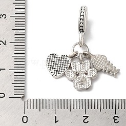 ラック メッキ 合金 クリスタル ラインストーン ヨーロピアン ダングル チャーム  大きな穴のハートと魚の骨と足跡のペンダント（エナメル加工）  カドミウムフリー＆ニッケルフリー＆鉛フリー  プラチナ  パールピンク  29mm  穴：5mm&nbsp;PALLOY-S189-22P