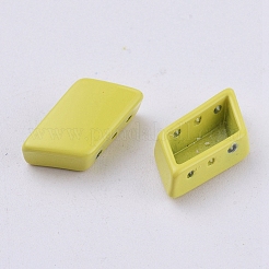 スプレー塗装合金マルチ連リンク  タイル弾性ブレスレット作り用  菱形  緑黄  14x8x4.8mm  穴：0.8mm&nbsp;PALLOY-G268-E-016