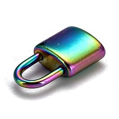 イオンプレーティング（IP）304ステンレスペンダント  南京錠  虹色  11x6x3mm  穴：2.5x4mm&nbsp;STAS-H416-87MC-A