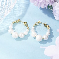 2 Pairs 2 Colors Shell Pearl Beaded Dangle Stud Earrings&nbsp;EJEW-JE06362