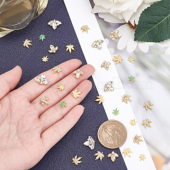 7-style Custom Maple Leaf Alloy Rhinestone Nail Art Studs Cabochons&nbsp;MRMJ-WH0072-74