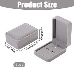 フロッキングプラスチックカフスボタンギフト収納ボックス  長方形  グレー  10x7x4cm&nbsp;CON-WH0089-266