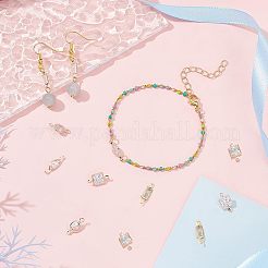 60Pcs 6 Style Brass Micro Pave Clear Cubic Zirconia Link Connectors&nbsp;ZIRC-NB0001-86