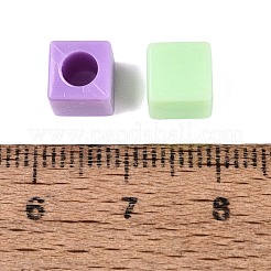 不透明なプラスチックビーズ  キューブ  ミックスカラー  7x7x7mm  穴：3.5mm  約1851個/500g&nbsp;KY-Q010-07