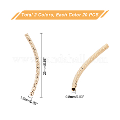 40個2色真鍮製チューブビーズ  長持ちメッキ  カーブビーズ  チューブ  ミックスカラー  25x1.5mm  穴：0.8mm  20個/カラー&nbsp;KK-PH0003-66