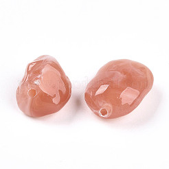 アクリルビーズ  天然石風  ナゲット  ダークサーモン  10~18x9~13x7~11mm  穴：1.5mm&nbsp;OACR-S029-019I