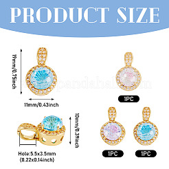3Pcs 3 Colors Brass Micro Pave Cubic Zirconia Pendants&nbsp;KK-TA0008-25