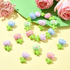 エナメルアクリルビーズ30個  花  ミックスカラー  26x18x12.3mm  穴：1.8mm  30個/セット&nbsp;OACR-CJ0002-01