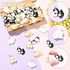 30個5スタイル不透明樹脂ペンダント  猫  プラチナアイアイピン  ミックスカラー  18.5~33.5x19.5~28.5x5.5~7.5mm  穴：2mm  6個/スタイル&nbsp;RESI-CJC0011-77