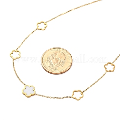 イオンプレーティング（IP）304ステンレススチール＆プラスチックフラワーペンダントネックレス（女性用）  18KGP本金メッキ  ホワイト  16.61インチ（42.2cm）&nbsp;NJEW-P320-02G-02