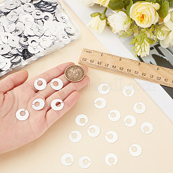 150g 装飾アクセサリー プラスチック スパンコール/スパンコール ペンダント  フラットラウンド  銀  16x0.2mm  穴：1.2mm&nbsp;KY-CY0001-15B