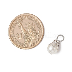 Round Imitation Pearl Acrylic  Pendants&nbsp;PALLOY-JF04002-02