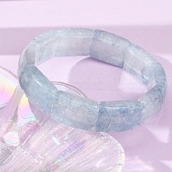 Rectangle Natural Dyed White Jade Imitation Aquamarine Beaded Stretch Bracelets for Women Men&nbsp;GG-CBA9ACE-C11