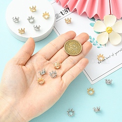 16個 2色合金ヨーロピアンビーズ  大穴ビーズ  ラインストーン付き  クラウン  ミックスカラー  11.5x6mm  穴：5mm  8個/カラー&nbsp;MPDL-YW0001-09